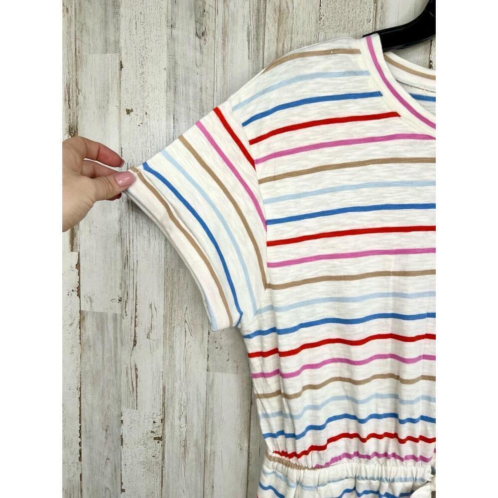 Caslon Striped Shirt Dress Short Sleeve Drawstring Casual Size S with Pockets - Picture 4 of 12
